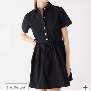 NWOT J.Crew Black Shirt Dress with Gold Crest Buttons | Size 16